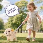 Child carrying Vanvimen robot dog in purple backpack