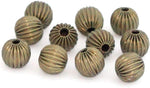 Adabele 8mm antique bronze plated brass melon beads texture close up