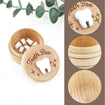 Side profile of durable wooden tooth storage box for children