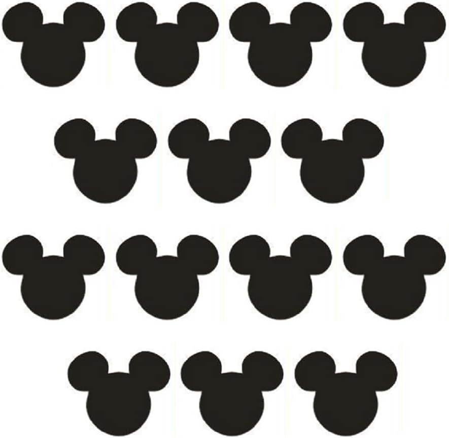 HORNO Cartoon Mickey Mouse Head Wall Sticker front view featuring twenty-four pieces of black vinyl silhouette decals for nursery decoration.