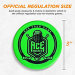 Ace Hockey noise free indoor floor hockey pucks rainbow colors set