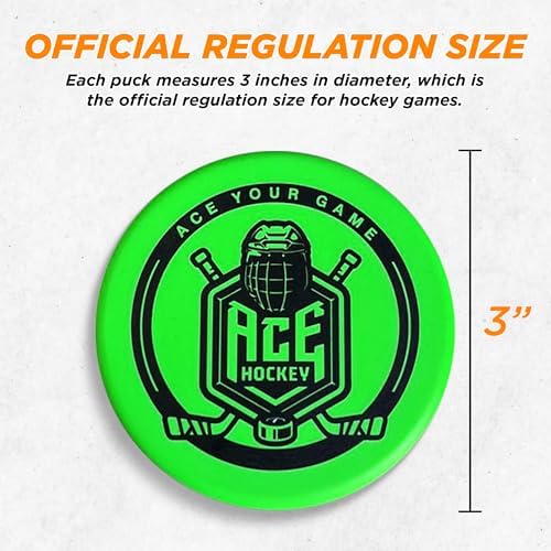 Ace Hockey noise free indoor floor hockey pucks rainbow colors set