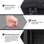 Detailed close-up of the heavy-duty zipper and reinforced stitching on the co2CREA travel case for wireless speakers.