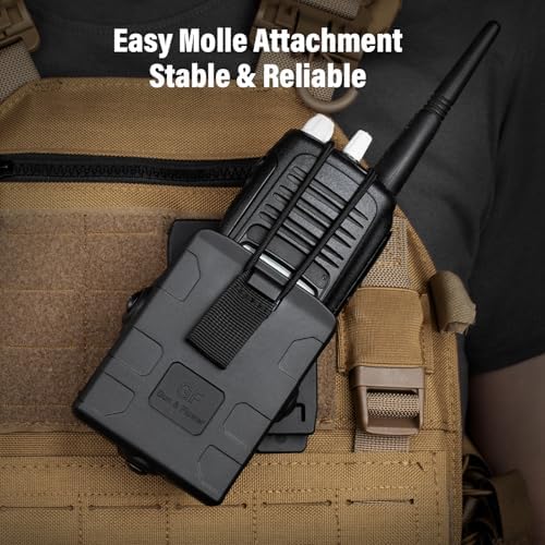 Rear view of the Gun & Flower radio pouch highlighting the three-inch heavy-duty MOLLE mounting adapter.