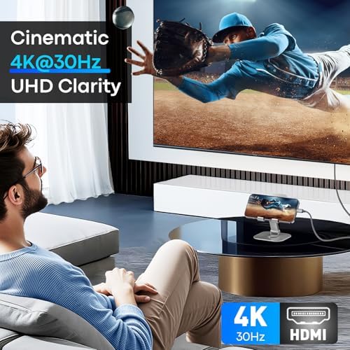 UANTIN Type-C to HDMI cord illustrating the durable gray nylon braided design.