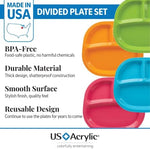 Set of 12 US Acrylic reusable plastic plates in calypso colors