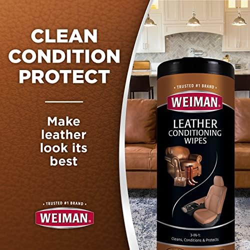 Using Weiman leather conditioning wipe on a luxury sofa