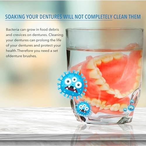Ergonomic rubberized non slip handle grip design of the false teeth cleaner brush.