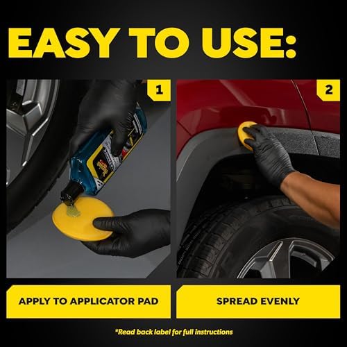 Professional car detailing with Meguiar's tire and trim gel