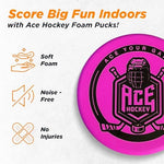 Ace Hockey mini hockey accessories sliding smoothly on a residential hardwood floor surface.