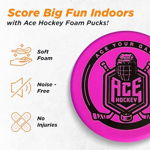Ace Hockey mini hockey accessories sliding smoothly on a residential hardwood floor surface.