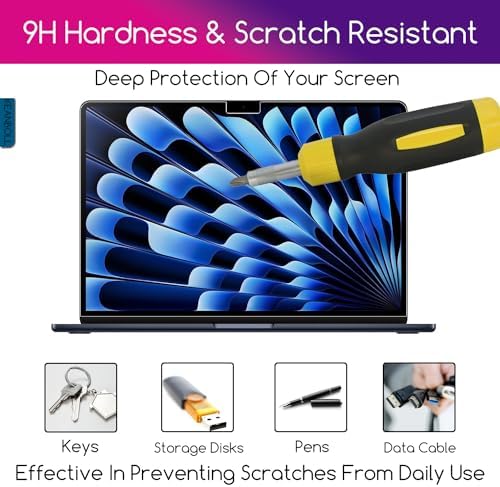 MacBook Air 15 inch screen protector showing scratch resistant surface