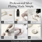 Permanent pure silver plating liquid for brass and copper items.