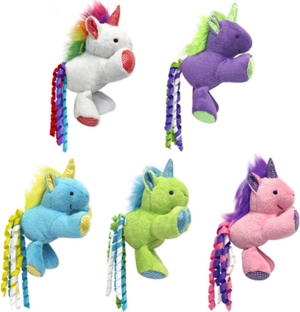 Multipet International 20642 Unicorn Catnip Plush Cat Toy bulk pack front view showcasing assorted colors