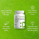 Back label of Deal Supplement ALA 1000mg detailing manufacturing quality and allergen info