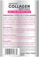 Back packaging of NeoCell unflavored collagen powder showing nutritional facts and hydrolyzed type 1 and 3 details.