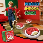 Thusine air powered football disc gliding smoothly near living room furniture without causing impact damage.