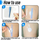 Easy application process showing the removal of the backing paper from the protective patch.
