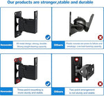 Howonder home theatre speaker brackets demonstrating one hundred and fifty degree horizontal swivel rotation.