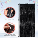 Two pack GCB black party streamers installed as an elegant door entryway decoration