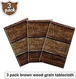 Irenare brown wood grain tablecloth spread on an 8 foot rectangle table