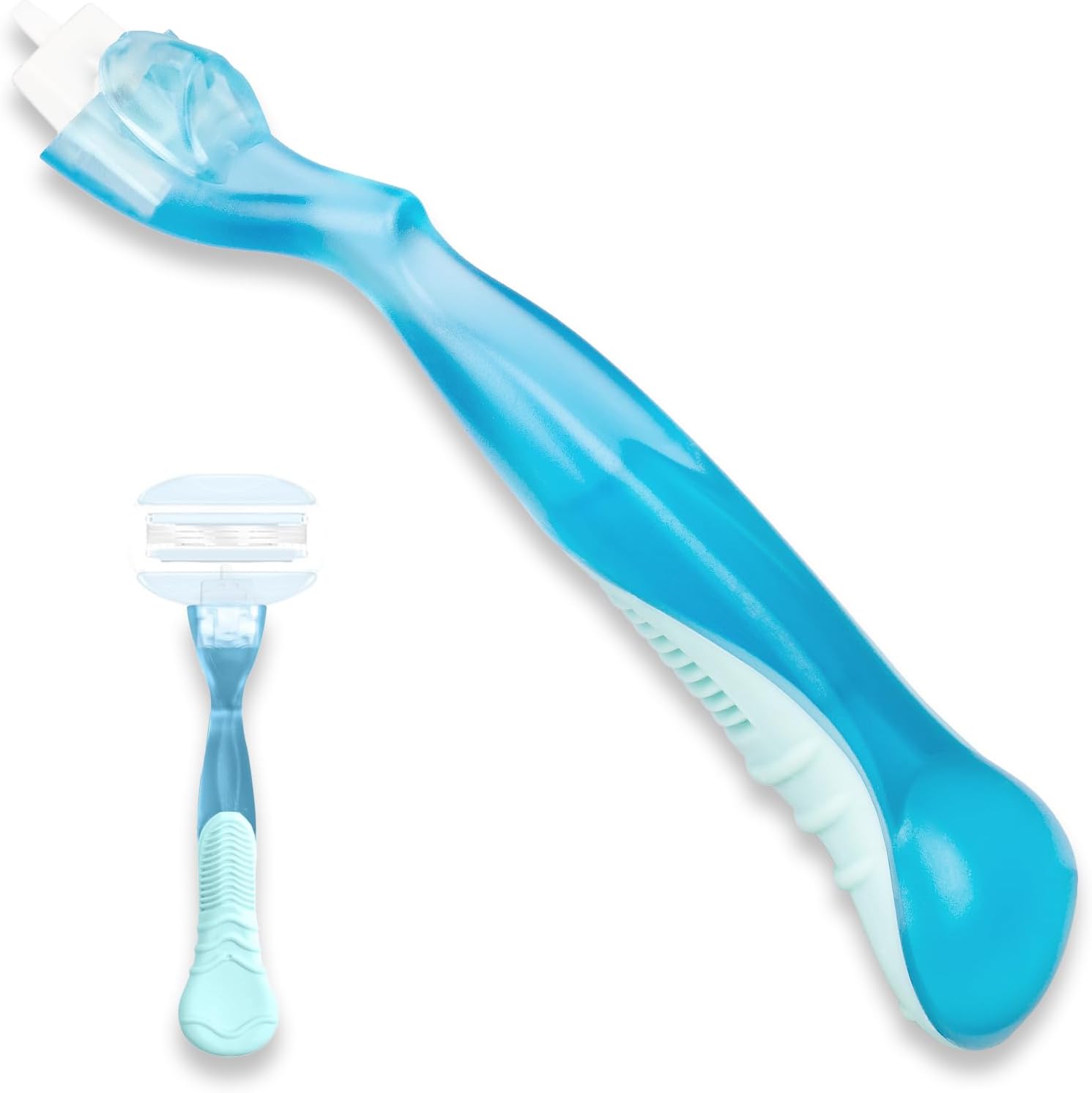 Thywkoo replacement handle for Gillette Venus front view showing blue non slip grip design