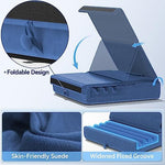 KDD tablet pillow stand being wiped clean with a damp cloth showing premium wipeable polyester fabric