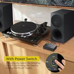 PROZOR electronic home audio turntable preamp unit angled view illustrating the compact metal construction