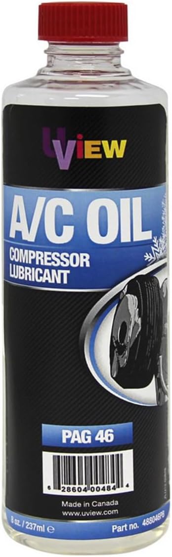 UView Universal PAG 46 Compressor Oil eight ounce bottle front view premium automotive air conditioning lubricant