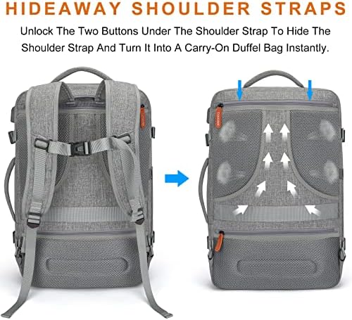 Lumesner grey weekender backpack packed with the 4 included compression packing cubes