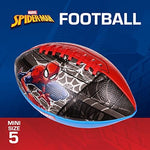 Close up view of the easy grip stitches on the red mini peewee football
