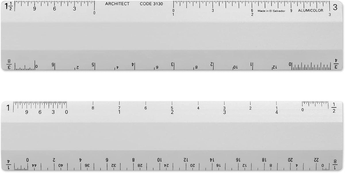 Alumicolor Architect 6 inch Ruler Scale w/ 4 Bevel Design for Drawing, Drafting & Engineering, Calibrations Divided by (1/8, 1/4), (1/2, 1), (3/8, 3/4), (3, 11/2), Gold - Image 9