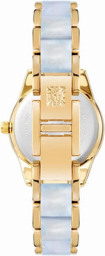 Anne Klein gold tone and light blue resin link watch