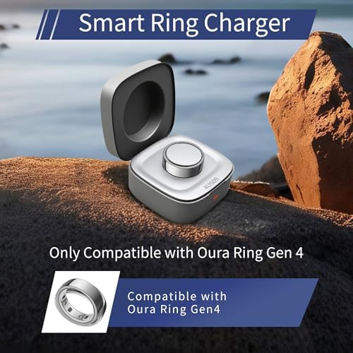 Open Finlusri charging case showing ring placement slot
