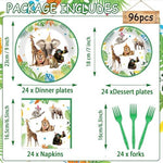 Close up of safari animal paper plates and napkins
