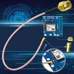 Side angle view of the SMA male to MHF1 IPEX adapter set designed for wireless router upgrades.