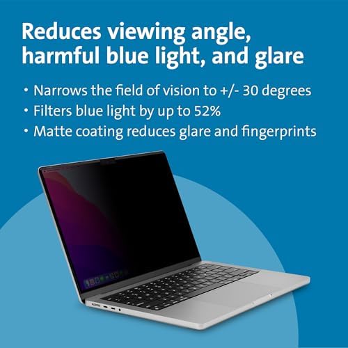 Kensington 16" MacBook Pro MagPro™ Elite Magnetic Privacy Screen for M1/M2 2021 & Newer Devices, Anti Scratch & Glare, Blue Light Reduction, Reversible Viewing - Matte/Gloss (K58371WW) - Image 5