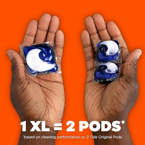 High efficiency compatible laundry detergent pods container on a clean background.