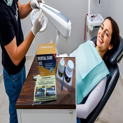 Full overview of the premium temporary tooth repair kit accessories used for fixing dental bridges.