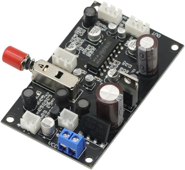 Top angle photograph of the GODIYMODULES vintage tape drive deck head preamplifier module with included wiring harness.