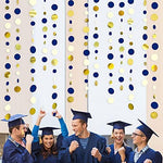 Pre sewn blue and gold hanging banner streamer displayed on a celebration wall