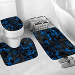 Premium polyester 3D cube printed shower curtain with matching toilet lid cover.