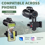 Smartphone adapter mounted on Gosky telescope for photography