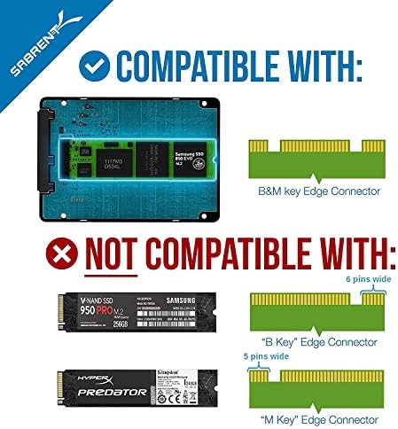 Sabrent computer hardware adapter opened up displaying internal printed circuit board with M.2 socket connector