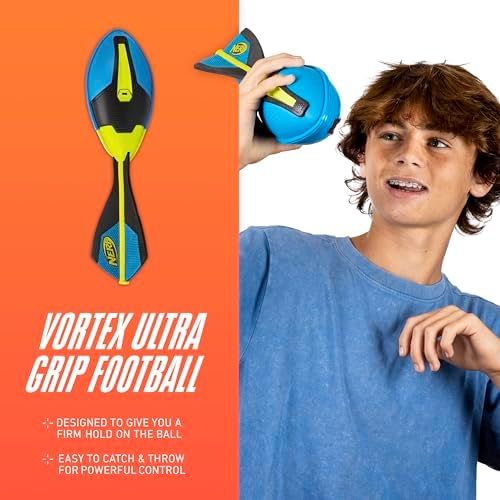 Nerf Vortex howling whistle football showing the molded easy grip grooves