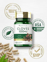 Carlyle herbal cloves extract nutritional facts panel detailing daily serving size and safety specifications.