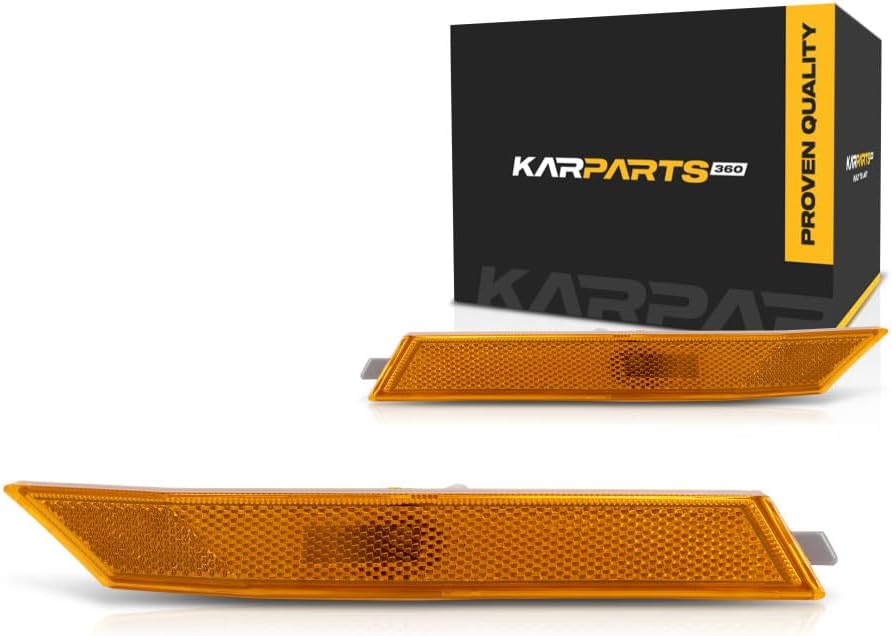 Carlights360 front marker light assembly pair showing the textured amber lenses from a front angle view.