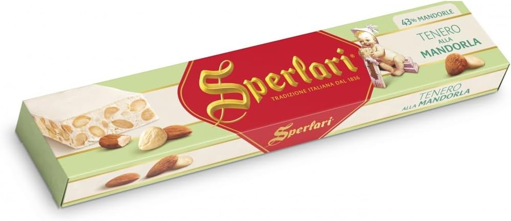Authentic Sperlari Torrone soft almond nougat bar nutritional facts and ingredients.