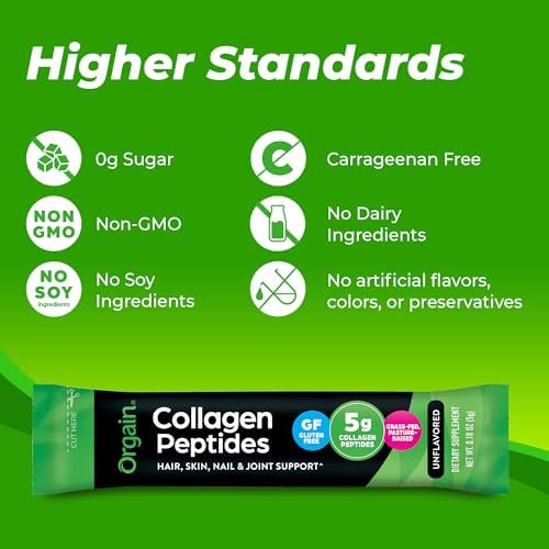 Orgain travel packet collagen back of box ingredient label