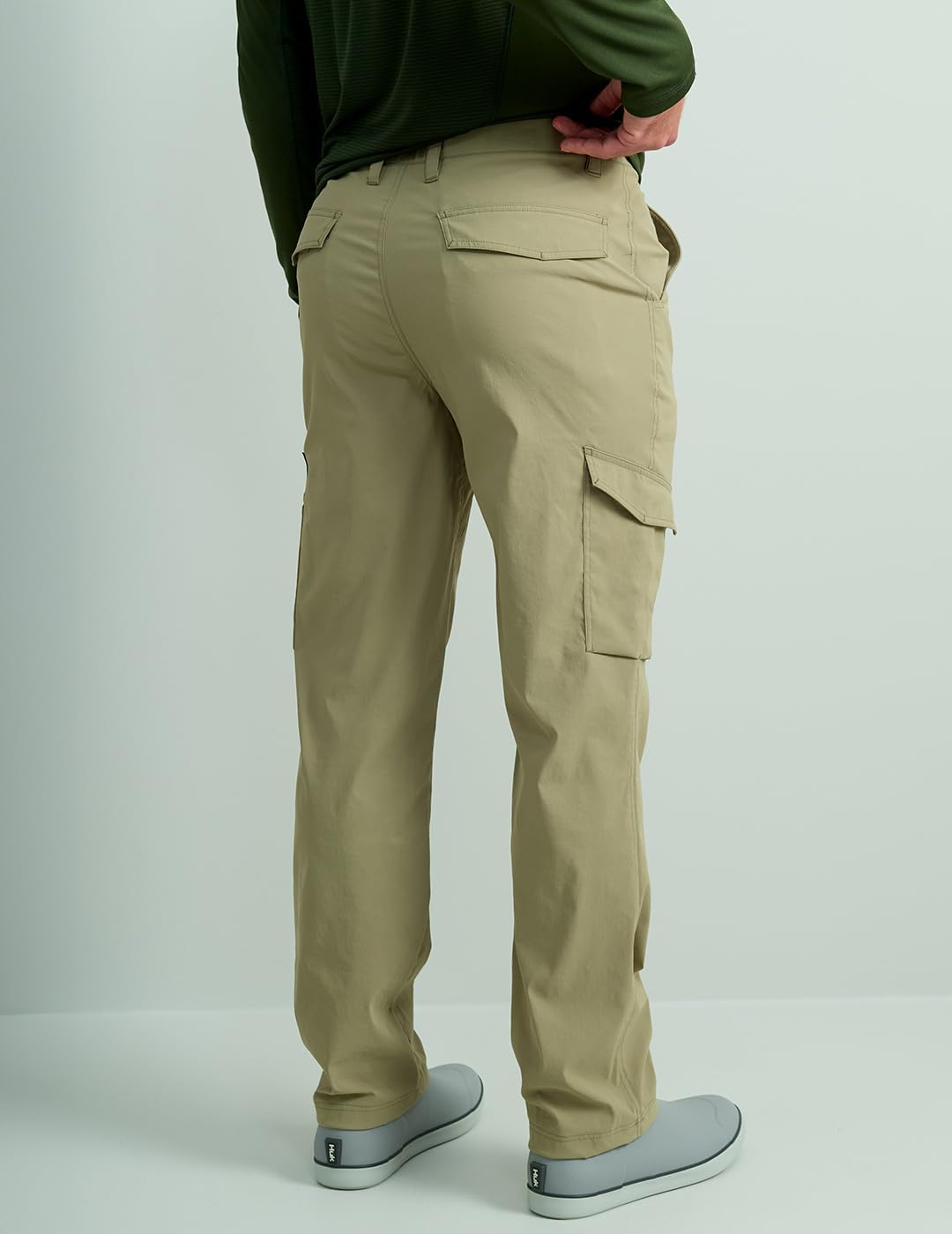 HUK Icon Pro fishing pants side profile showing cargo pocket